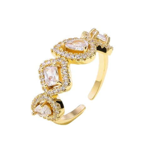 Leichte Luxus Gold Silber Geometrisch mit CZ Hochzeit verstellbare Ringe für elegante für Frauen Verlobungsfeier Juwely Geschenk von SLCHJX