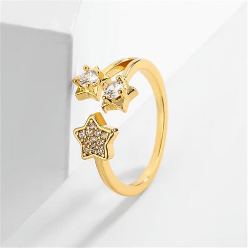 Leichter Luxus einfacher kleiner Stern mit Zirkon verstellbar für Frauen trendy Gold Silber Ring Hochzeitsfeier Juwely Geschenk Leichter Luxus einfacher kleiner Stern mit Zirkon verstellbar für Frauen trendy Gold Silber Ring Hochzeitsfeier Juwely Geschenk von SLCHJX