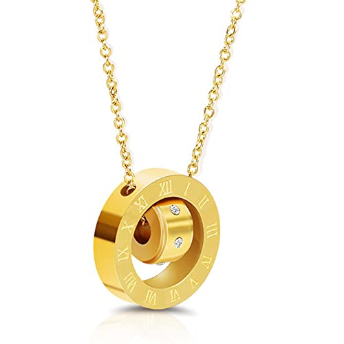 Luxusmarke Schmuck Titanium Stahl Doppelschleife Liebe/Roman Ziffern Halskette Österreichische Kristallliebe Halskette für Frauen von SLCHJX