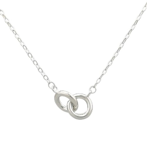 NEU 925 Silber glänzender Rechteck Doppelringe Circle Cross Hip Hop Punk Mode Halsketten Anhänger Geschenk für Mädchen Choker-Silver von SLCHJX