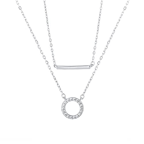 Neue 925 Sterling Silber Halskette für Frauen doppelt geschichtete Halskette von SLCHJX