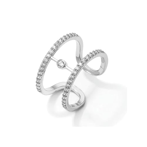 Persönlichkeit geometrisch mit CZ -Verstellringen für Frauen Doppelschicht verstellbarer Ring Gold Silber Party Schmuck Geschenk von SLCHJX
