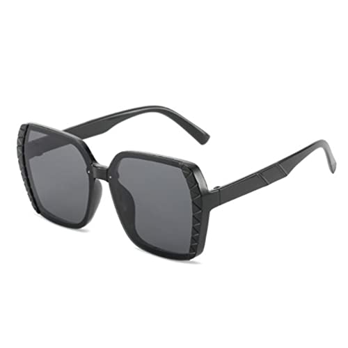 Quadratische Sonnenbrille mit großem Rahmen, modisch, UV-Schutz, Sonnenbrille für Damen und Herren, Schwarzer Rahmen, graue Flocken, Einheitsgröße von SLCHJX