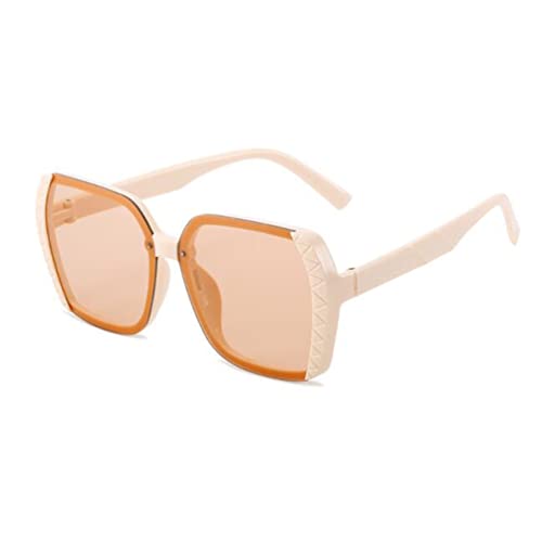 Quadratische Sonnenbrille mit großem Rahmen, modisch, UV-Schutz, Sonnenbrille für Damen und Herren, champagnerfarben, Einheitsgröße Quadratische Sonnenbrille mit großem Rahmen, modisch, UV-Schutz, Sonnenbrille für Damen und Herren, champagnerfarben, Einheitsgröße von SLCHJX