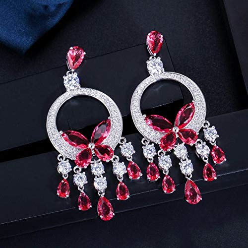 Qualität lang großer Steingelb Kristall Ohrringe für Frauen Statement Hochzeitsfeier Schmuck Schmuck von SLCHJX