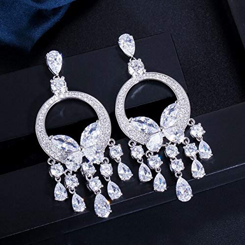 Qualität lang großer Steingelb Kristall Ohrringe für Frauen Statement Hochzeitsfeier Schmuck Schmuck von SLCHJX