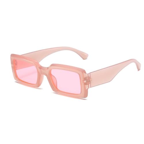 Rechteckige Sonnenbrille, Retro-Sonnenbrille, modisch, dicker quadratischer Rahmen, UV400-Schutz, Gelee-Puderrahmen Puderflocken, Einheitsgröße von SLCHJX