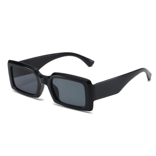 Rechteckige Sonnenbrille im Retro-Stil, modisch, dicker quadratischer Rahmen, UV400-Schutz, Hellschwarzer Rahmen, graue Flocken, Einheitsgröße von SLCHJX