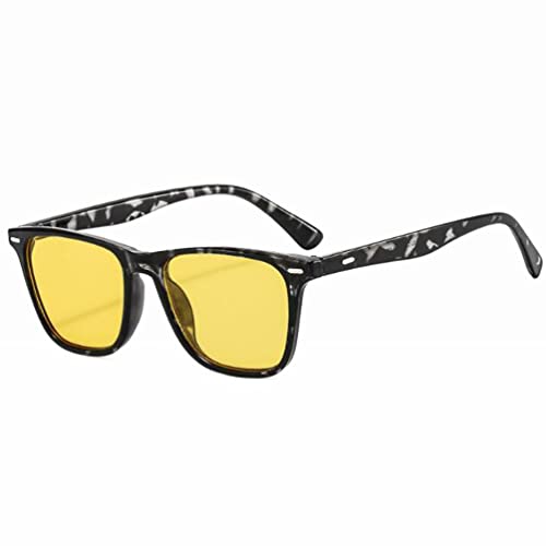 Retro Reisnagelbrille UV-Schutz Sonnenbrille Quadratisches Muster Tempel Sonnenbrille, Graue Bohnenblume, gelbe Flocken, Einheitsgröße Retro Reisnagelbrille UV-Schutz Sonnenbrille Quadratisches Muster Tempel Sonnenbrille, Graue Bohnenblume, gelbe Flocken, Einheitsgröße von SLCHJX