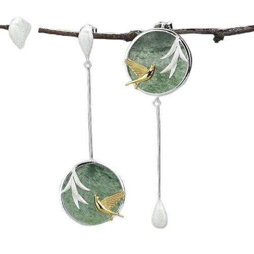 S Stift Ohrringe - Asymmetrie Schwalbe und Weiden in Frühlingswindohrringen, handgefertigtem feinem Schmuck, für Frauen Mädchen Geburtstag Hochzeitsfeier Geschenk, Waterdrop UI von SLCHJX