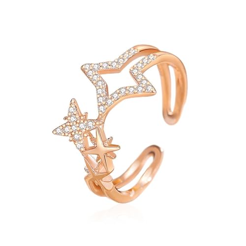 S925 Sterling Silber Ring Star Doppelschicht Offener Ring Valentinstag Freizeit Urlaub Frauen Geburtstagsfeier Licht Luxusgeschenk von SLCHJX