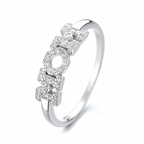 S925 Sterling Silber Ringbrief Personalisiert für Frauen Weihnachten Ins Style Birthday Party Geschenk Einfacher trendiger Schmuck von SLCHJX