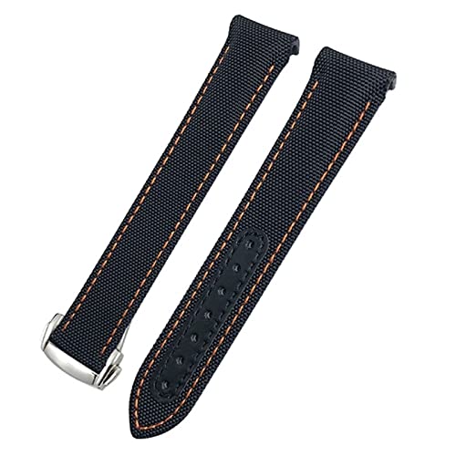 SLCHJX 19 mm 20 mm 21 mm Leinwand Leder Bottom Watchband für Omega Seamaster 300 Speedmaster AT150 Planet Ocean Nylon Uhrengurt von SLCHJX