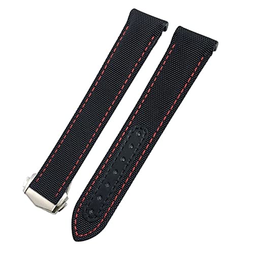 SLCHJX 19 mm 20 mm 21 mm Leinwand Leder Bottom Watchband für Omega Seamaster 300 Speedmaster AT150 Planet Ocean Nylon Uhrengurt von SLCHJX