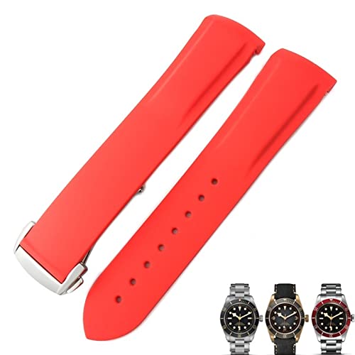 SLCHJX 20 mm 22mm Gummi -Klapp -Schnalle -Uhr -Gurt schwarz blau rote Uhrenbänder für Tudor Black Bay für Herren Armband SLCHJX 20 mm 22mm Gummi -Klapp -Schnalle -Uhr -Gurt schwarz blau rote Uhrenbänder für Tudor Black Bay für Herren Armband von SLCHJX