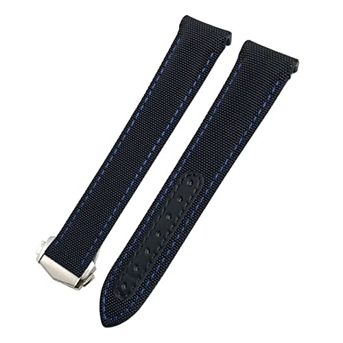 SLCHJX 20mm Uhrenbänder Leinwand Leder Bottom Watchband für Omega Seamaster 300 Speedmaster AT150 Planet Ocean Nylon Uhrengurt für Mann Frau von SLCHJX
