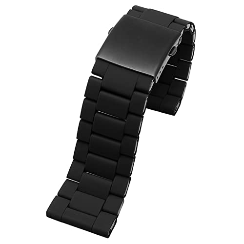 SLCHJX 28mm Silikon Edelstahl Uhren -Uhr -Uhrengurt für Diesel DZ7396 DZ7370 DZ4289 ​​DZ7070 DZ7395 MEN GUMME GUMME WRISTBAND (Schwarz) von SLCHJX