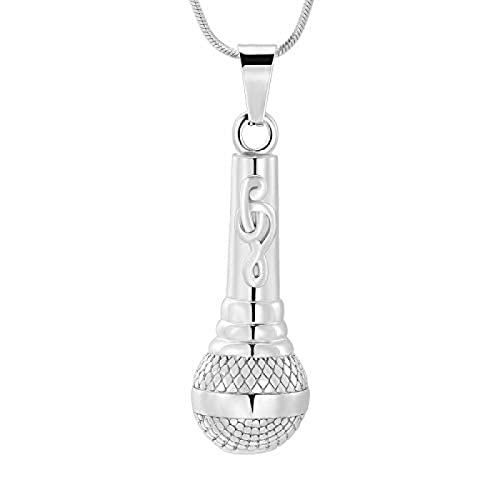 SLCHJX 316L Edelstahl Silbermikrofon Asche Urnen Halskette für Männer Frauen Memorial Asche Keepsake Mic Urn Halskette von SLCHJX
