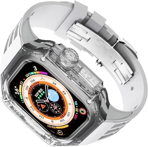 SLCHJX 49mm 45 mm 44mm Clear Transparent Watch Hülle Gummiband von SLCHJX
