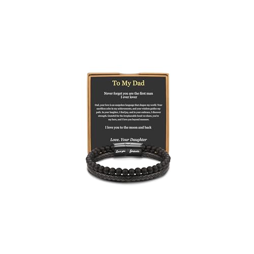 SLCHJX Armbandgeschenk für Männer Lederarmbänder für ihn Freund Bruder Ehemann Schwarze Perlen Armband Edelstahl mit Liebe dich für immer Valentinstag Geburtstag einzigartiger Schmuck SLCHJX Armbandgeschenk für Männer Lederarmbänder für ihn Freund Bruder Ehemann Schwarze Perlen Armband Edelstahl mit Liebe dich für immer Valentinstag Geburtstag einzigartiger Schmuck von SLCHJX