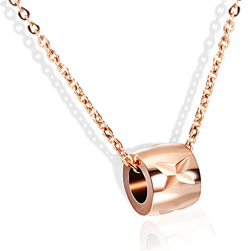 SLCHJX Bijoux Femme Rose Gold Titanium Stahl Statement Halskette Frauen runden Anhänger Halskette Luxusschmuck von SLCHJX