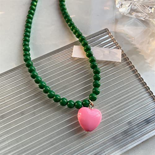 SLCHJX Bunte Mode süße Perle Choker Frauen Halsbänder lieben Herz Anhänger Halskette Mode Femdige Schmuckaccessoires Party Geschenk von SLCHJX