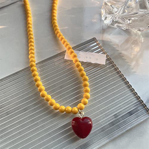 SLCHJX Bunte Mode süße Perle Choker Frauen Halsbänder lieben Herz Anhänger Halskette Mode Femdige Schmuckaccessoires Party Geschenk von SLCHJX