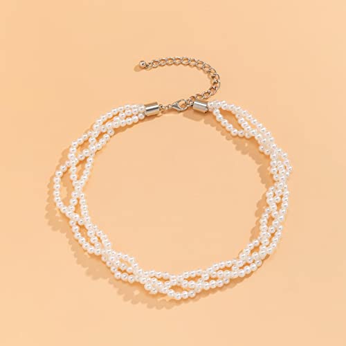 SLCHJX Cross Pearl Perlenkette kurze Halshalskette für Frauen modische Perlenketten Halskette auf Hals Mode Schmuckkragen Geschenk von SLCHJX