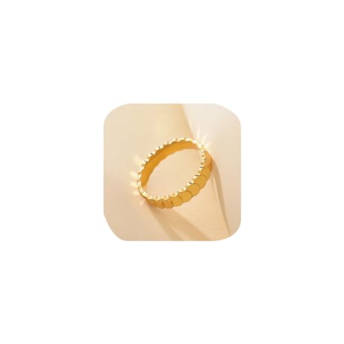 SLCHJX Cwzzws fashion 18k Gold plattiert Titanium Stahl Edelstahlringe für Frauen Wellenring Statement Ringe einfache Band Knöchel Stapelringe Versprechen Ehering -Geschenke für ihre 8# von SLCHJX