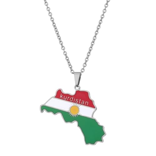 SLCHJX Einfache Halskette Kurdistan Karte Anhänger für Männer Geometrischer Anhänger Personalisiertes Jubiläum Trendy Valentinstag Geschenk von SLCHJX