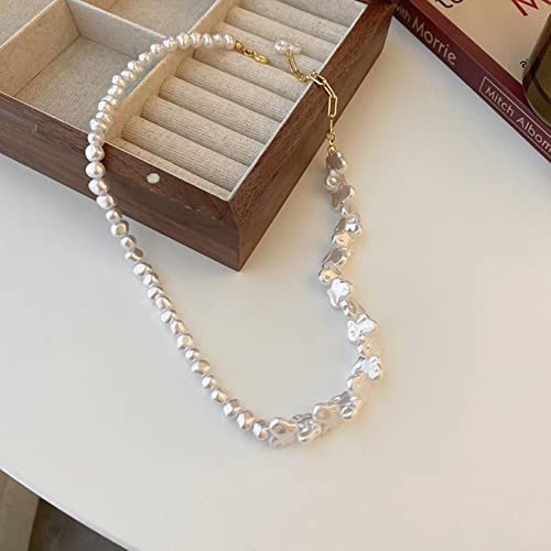 SLCHJX Elegante unregelmäßige Barockperlenkette für Frauen lieben Herz geometrische Perlen Perlen Chokers Halsketten Geburtstagsgeschenke von SLCHJX