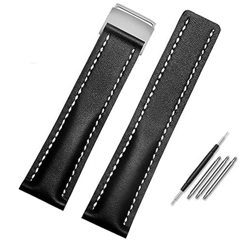 SLCHJX Für das Uhrenband 22 mm 24 mm echter Ledergurt Herren Watch Cow Lederarmband mit Einsatz von SLCHJX