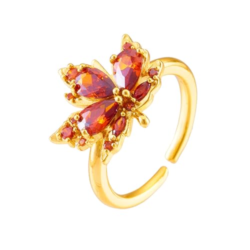 SLCHJX Gold Verstellbarer Ring Frauen Maple Blatt Ring Schmuck in der Stil Personalisiertes Licht Luxus süßes Ringgeschenk von SLCHJX
