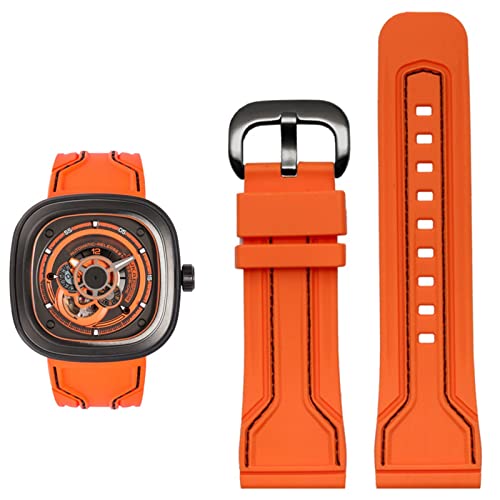 SLCHJX Gummi -Uhren -Band für Männer Freitag wasserdichte Schweißsicherung Diesel Uhr Kette 28mm schwarz orange Uhr Accessoires von SLCHJX