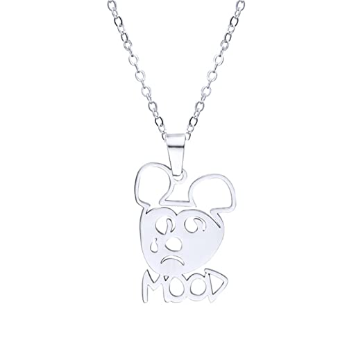 SLCHJX INS Hip Hop einfache Männer und Frauen Lil Peep Mood Maus Anhänger Halskette Perlen Seil Anhänger Charming Schmuck Geschenk von SLCHJX