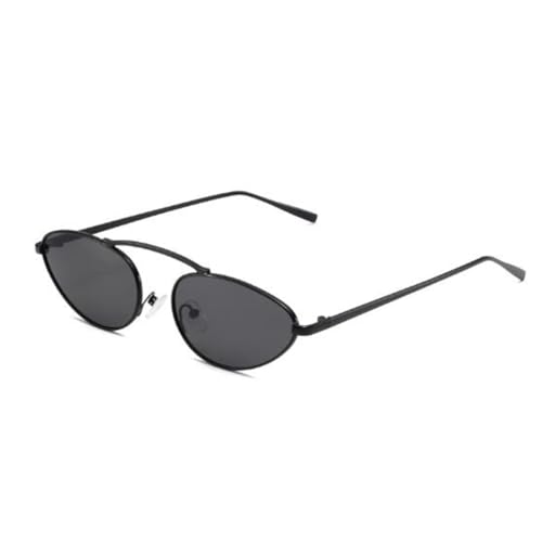 SLCHJX Kleine ovale UV-beständige Sonnenbrille aus Metall für Damen und Herren, Schwarzer Rahmen, graue Flocken, Einheitsgröße SLCHJX Kleine ovale UV-beständige Sonnenbrille aus Metall für Damen und Herren, Schwarzer Rahmen, graue Flocken, Einheitsgröße von SLCHJX