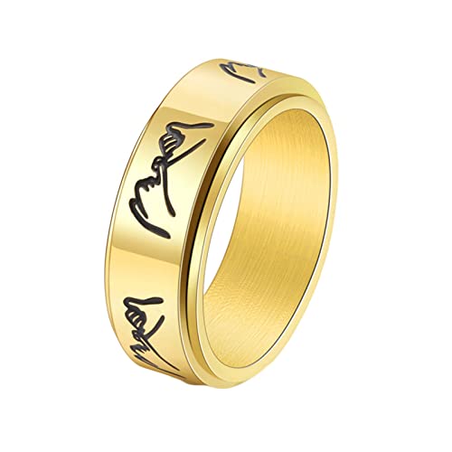 SLCHJX Knbob Edelstahl -Gravurringe für Frauen, 8 mm Hand in Hand Spinner Eheringe Verlobungsringe von SLCHJX