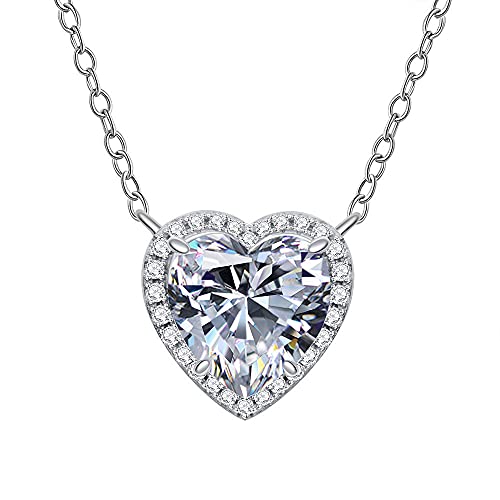 SLCHJX Love Heart Cut 4CT Diamond Anhänger 100% realer Party Hochzeitsanhänger Halskette für Frauen Brauthärchen Schmuck Schmuck von SLCHJX