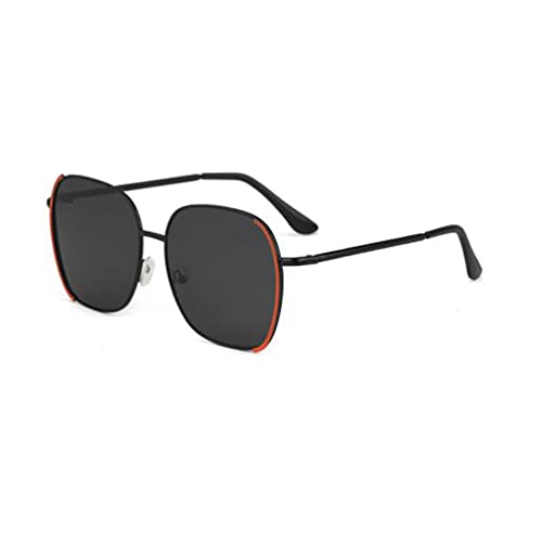 SLCHJX Metall-Sonnenbrille mit großem Rahmen, rechteckig, Retro, für Damen und Herren, Anti-UV-Sonnenbrille, Orange, Grau von SLCHJX