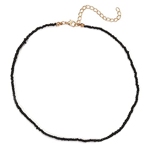 SLCHJX Mode einfache Samenperlen Strangketten Halskette auf der Hals Ästhetik Boho Frauen Accessoires Chokerschmuck für Geschenk von SLCHJX