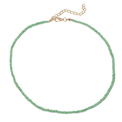 SLCHJX Mode einfache Samenperlen Strangketten Halskette auf der Hals Ästhetik Boho Frauen Accessoires Chokerschmuck für Geschenk von SLCHJX