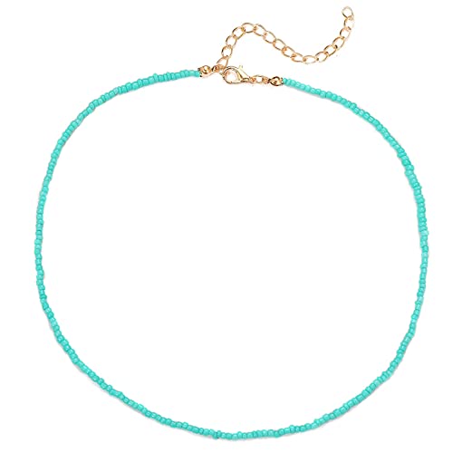 SLCHJX Mode einfache Samenperlen Strangketten Halskette auf der Hals Ästhetik Boho Frauen Accessoires Chokerschmuck für Geschenk von SLCHJX