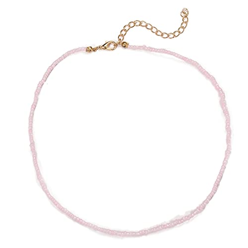 SLCHJX Mode einfache Samenperlen Strangketten Halskette auf der Hals Ästhetik Boho Frauen Accessoires Chokerschmuck für Geschenk von SLCHJX