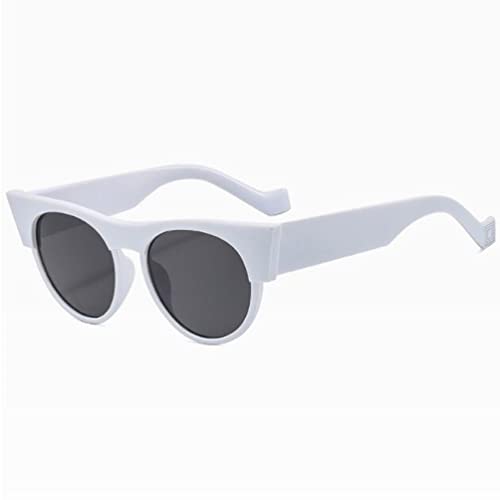 SLCHJX Modische Augenbrauen-Sonnenbrille, ovaler Rahmen, für Damen und Herren, UV-Schutz, Trendbrille (Teebohnenblume), weiß von SLCHJX