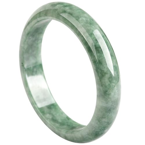 SLCHJX Natural Jade Armreif Armband für Frauen Jadeit Armreifen Jades Armband Amulett mit Geschenken Box und (Farbe: Bohnengrün, Größe: 57 mm) von SLCHJX