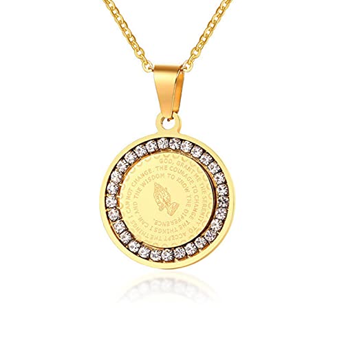 SLCHJX Neue kubische Zirkonia -Halskette für Frauen Christian Titanium Stahl Bibel Gebet Hände Münzheizkette Halskette SLCHJX Neue kubische Zirkonia -Halskette für Frauen Christian Titanium Stahl Bibel Gebet Hände Münzheizkette Halskette von SLCHJX