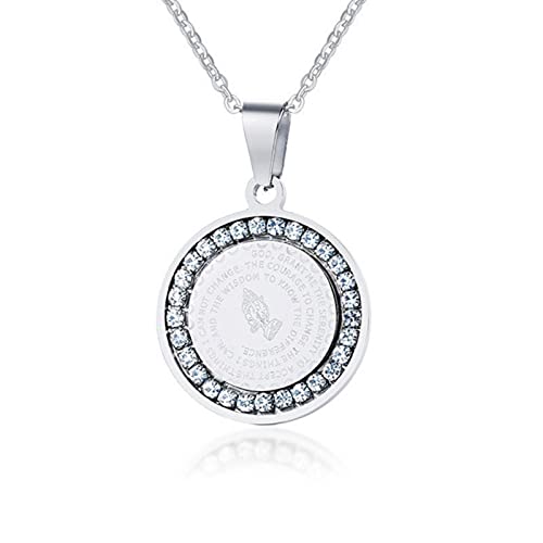 SLCHJX Neue kubische Zirkonia -Halskette für Frauen Christian Titanium Stahl Bibel Gebet Hände Münzheizkette Halskette von SLCHJX