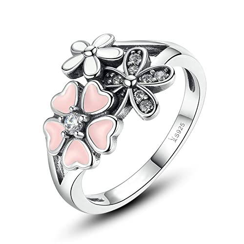 SLCHJX Pink Blumen Daisy Kirschblütenfinger Ring für Frauen Schmuck von SLCHJX