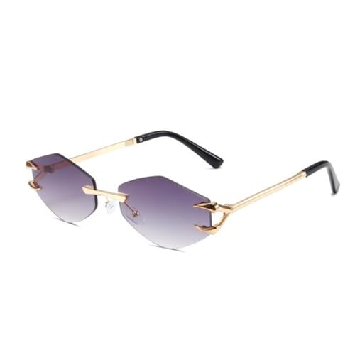 SLCHJX Randlose rechteckige Sonnenbrille für Damen und Herren, polygonale Metallrahmenlose Sonnenbrille, UV400-Schutzbrille, Goldener Rahmen, allmählich graue Flocken, Einheitsgröße SLCHJX Randlose rechteckige Sonnenbrille für Damen und Herren, polygonale Metallrahmenlose Sonnenbrille, UV400-Schutzbrille, Goldener Rahmen, allmählich graue Flocken, Einheitsgröße von SLCHJX