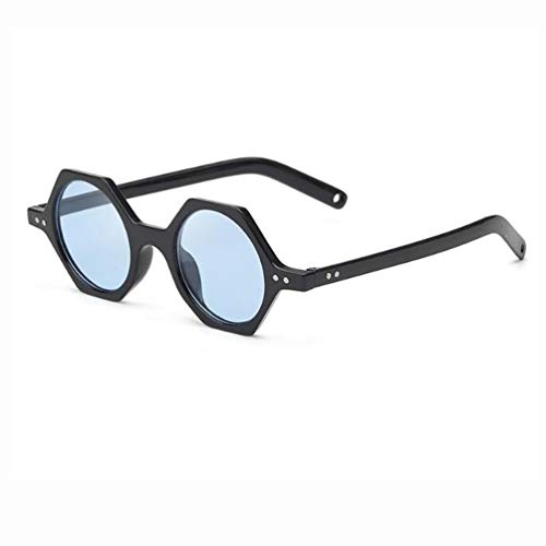 SLCHJX Retro-Sonnenbrille mit rundem Rahmen, Polygon, Persönlichkeit, lustige Sonnenbrille für Damen und Herren, Schwarzer Rahmen, blaue Flocken, Einheitsgröße von SLCHJX